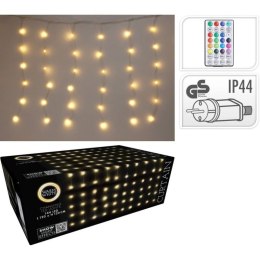 LAMPKI CHOINKOWE KURTYNA ŚWIETLNA ZEW/WEW 144 LED 120X120CM Z PILOTEM CIEPŁY BIAŁY Koopman