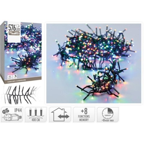 LAMPKI CHOINKOWE ŁAŃCUCH ŚWIETLNY 576 LED TIMER MULTIKOLOR Koopman