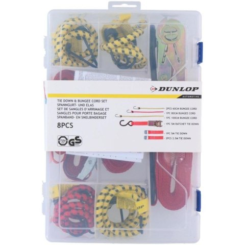 TAŚMY GUMY DO MOCOWANIA BAGAŻU HAKI 8SZT DUNLOP BOX Dunlop
