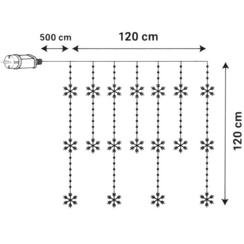 LAMPKI CHOINKOWE KURTYNA ŚWIETLNA 120x120 CM 232LED CIEPŁY BIAŁY PŁATKI ŚNIEGU Koopman