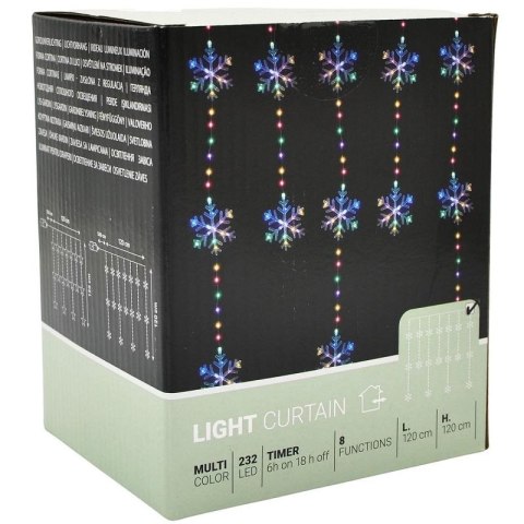 LAMPKI CHOINKOWE KURTYNA ŚWIETLNA 120x120 CM 232LED MULTIKOLOR PŁATKI ŚNIEGU Koopman
