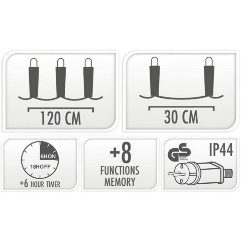 LAMPKI CHOINKOWE KURTYNA ŚWIETLNA 120x120 CM 232LED MULTIKOLOR PŁATKI ŚNIEGU Koopman