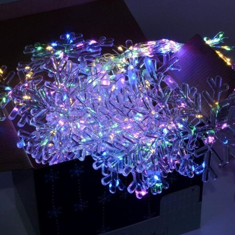 LAMPKI CHOINKOWE KURTYNA ŚWIETLNA 120x120 CM 232LED MULTIKOLOR PŁATKI ŚNIEGU Koopman