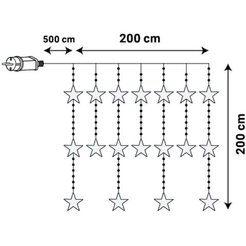 LAMPKI CHOINKOWE KURTYNA ŚWIETLNA 200x200 CM 415LED CIEPŁY BIAŁY GWIAZDKI Koopman