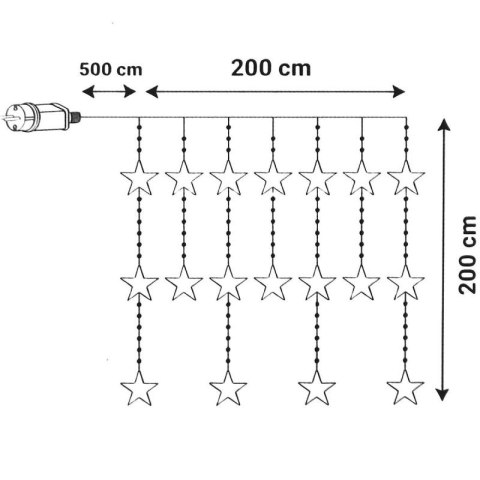 LAMPKI CHOINKOWE KURTYNA ŚWIETLNA 200x200 CM 415LED GWIAZDKI MULTIKOLOR Koopman