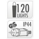 ŚWIATŁA 120 LED Z DEKORACYJNĄ KULKĄ CIEPŁY BIAŁY