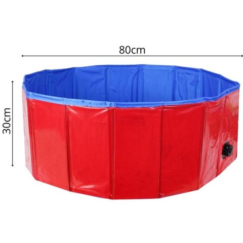 BASEN OGRODOWY SKŁADANY DLA PSA 80X30CM CZERWONY MAXPRO MAXXPRO