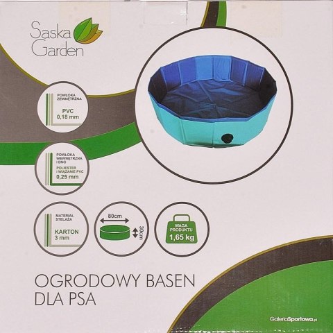 BASEN OGRODOWY SKŁADANY DLA PSA 80X30CM SASKA GARDEN SASKA