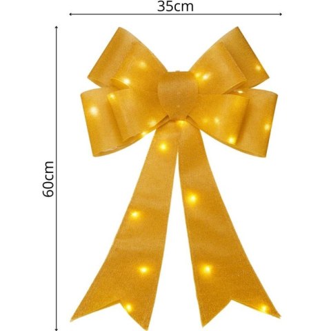 KOKARDA DEKORACYJNA 60CM ZŁOTA 25 LED Koopman