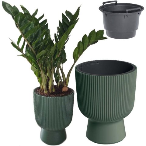 DONICZKA DO KWIATÓW MILLY NA NODZE ŚR 24CM ZIELONA PINA Prosperplast