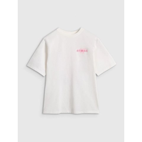 T-shirt oversize z nadrukiem dziewczęcy 4F 4FJRAW25TTSHF2935-11S 4f
