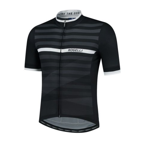 Rogelli koszulka STRIPE 2XL czarno biała Rogelli