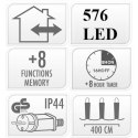 LAMPKI CHOINKOWE ŁAŃCUCH ŚWIETLNY 576 LED TIMER CIEPŁY BIAŁY Koopman