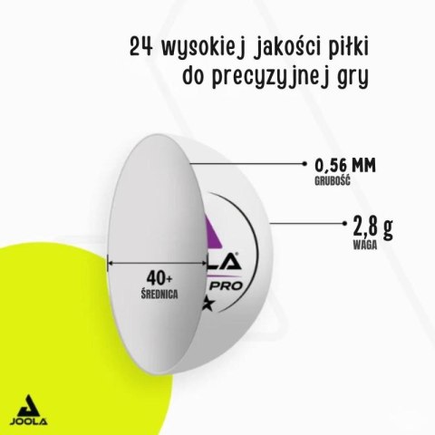PIŁECZKI DO TENISA STOŁOWEGO JOOLA PRO 3 STAR 24SZT BIAŁE Joola