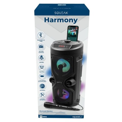 SQUEAK GŁOŚNIK KARAOKE HARMONY BLUETOOTH 5.0, RADIO FM, MICROSD, AUX, USB SQ1004 SQUEAK