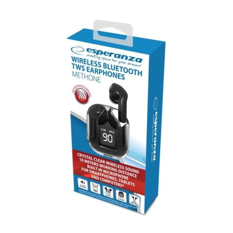 ESPERANZA SŁUCHAWKI DOUSZNE BLUETOOTH TWS METHONE BLACK EH238K Esperanza
