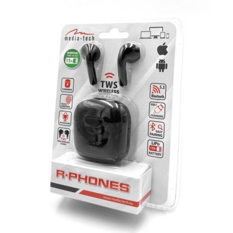 Słuchawki Media tech MT3589K (douszne; Bluetooth; z wbudowanym mikrofonem; kolor czarny Media-Tech
