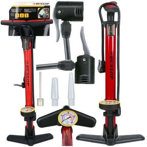 POMPKA WARSZTATOWO ROWEROWA DUNLOP 230 PSI (16Bar) Z MANOMETREM CZERWONY Dunlop
