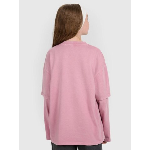Longsleeve oversize z nadrukiem dziewczęcy 4F 4FJRAW25TLONF543-54S 4f