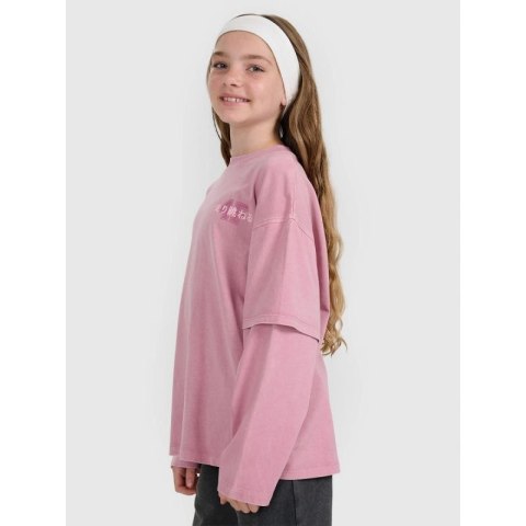 Longsleeve oversize z nadrukiem dziewczęcy 4F 4FJRAW25TLONF543-54S 4f