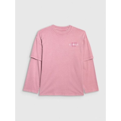Longsleeve oversize z nadrukiem dziewczęcy 4F 4FJRAW25TLONF543-54S 4f