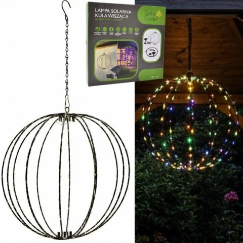 LAMPA SOLARNA WISZĄCA KULA 30CM 120 LED MULTIKOLOR SASKA GARDEN