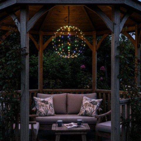 LAMPA SOLARNA WISZĄCA KULA 30CM 120 LED MULTIKOLOR SASKA GARDEN