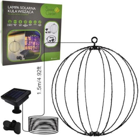 LAMPA SOLARNA WISZĄCA KULA 30CM 120 LED MULTIKOLOR SASKA GARDEN