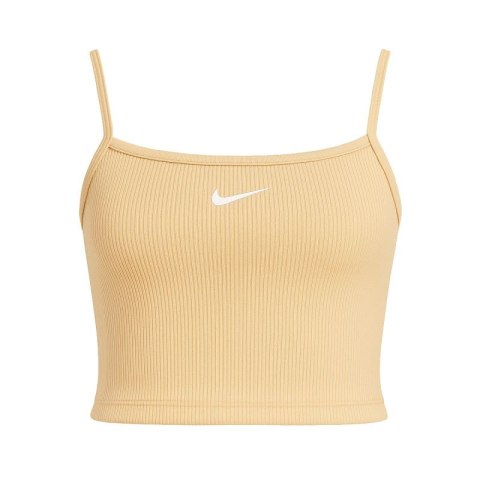 Koszulka damska Nike Sportswear Essential Rib Crop Top Sanddrift/White - DM6737-126 Nike