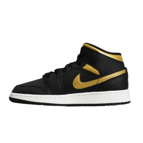 Buty do koszykówki Air Jordan 1 Mid Junior (GS) Black/Metallic Gold - DQ8423-071 AIR Jordan