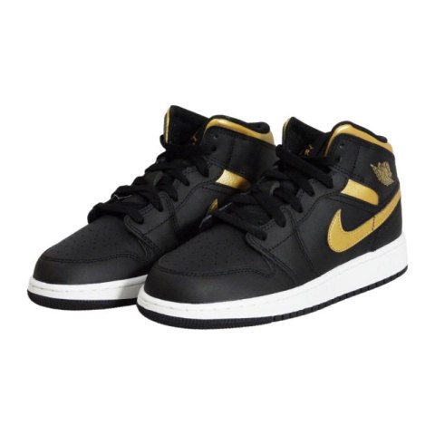 Buty do koszykówki Air Jordan 1 Mid Junior (GS) Black/Metallic Gold - DQ8423-071 AIR Jordan