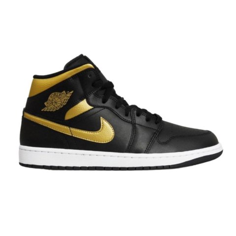 Buty do koszykówki Air Jordan 1 Mid (GS) Black/Metallic Gold - DQ8426-071 AIR Jordan