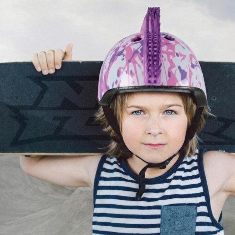 KASK ROWEROWY DZIECIĘCY REGULOWANY NO FEAR MOHAWK R.(48-52CM) WHITE/PURPLE