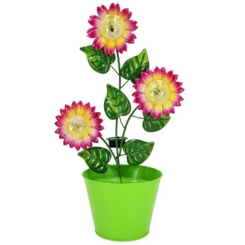 LAMPA SOLARNA SŁONECZNIK W DONICY ZIELONEJ PROGARDEN