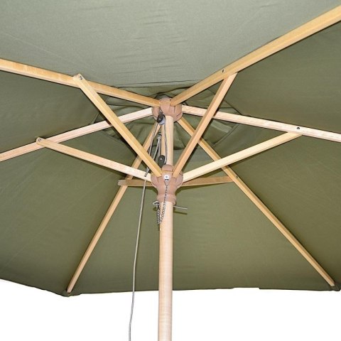 PARASOL OGRODOWY DREWNIANY 250CM SKŁADANY ZIELONY PROGARDEN