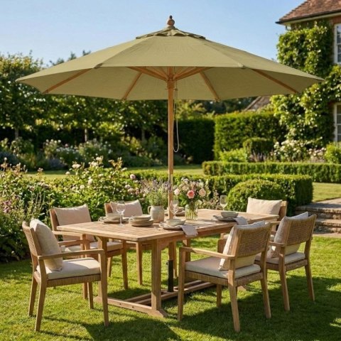 PARASOL OGRODOWY DREWNIANY 250CM SKŁADANY ZIELONY PROGARDEN
