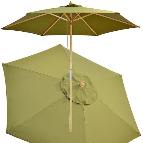PARASOL OGRODOWY DREWNIANY 250CM SKŁADANY ZIELONY PROGARDEN
