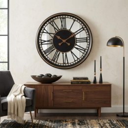 ZEGAR ŚCIENNY AŻUROWY CYFRY RZYMSKIE 60CM CZARNY-ZŁOTY Excellent houseware