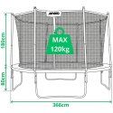 TRAMPOLINA BATUTA OGRODOWA SKŁADANA Z SIATKĄ WEWNĘTRZNĄ 12FT 366CM ENERO Enero