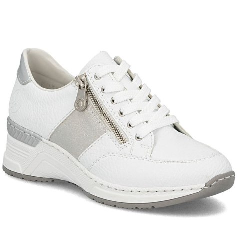 Półbuty damskie sneakersy na zamek białe Rieker N4322-80 Rieker