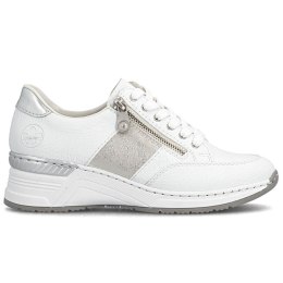 Półbuty damskie sneakersy na zamek białe Rieker N4322-80 Rieker
