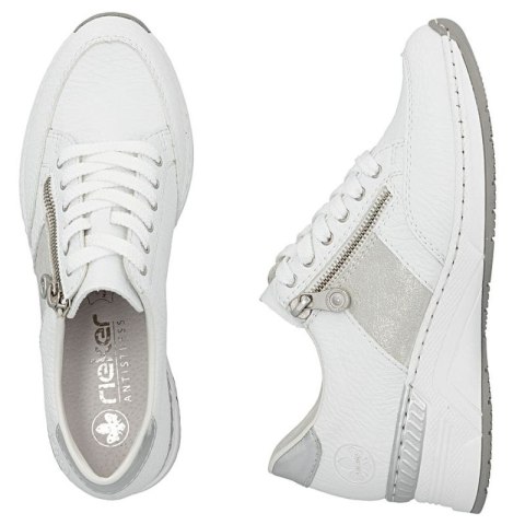 Półbuty damskie sneakersy na zamek białe Rieker N4322-80 Rieker