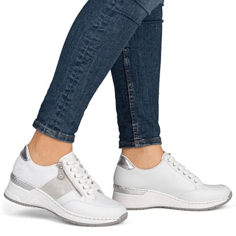 Półbuty damskie sneakersy na zamek białe Rieker N4322-80 Rieker