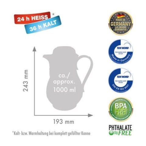 ROTPUNKT DZBANEK TERMOS, 1,0 L, BLACK CHERRY (CZAR ROTPUNKT