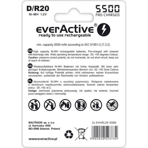 Zestaw akumulatorków everActive EVHRL20-5500 (5500mAh ; Ni-MH) EverActive