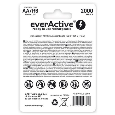 Zestaw akumulatorków everActive EVHRL6-2000 (2000mAh ; Ni-MH) EverActive