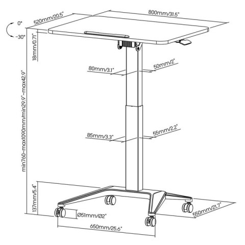 MACLEAN MOBILNE BIURKO STOLIK NA LAPTOP CZARNE MC-453B Maclean