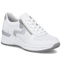 Skórzane sneakersy damskie na koturnie białe Rieker N4340-80 Rieker