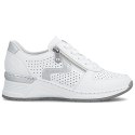 Skórzane sneakersy damskie na koturnie białe Rieker N4340-80 Rieker