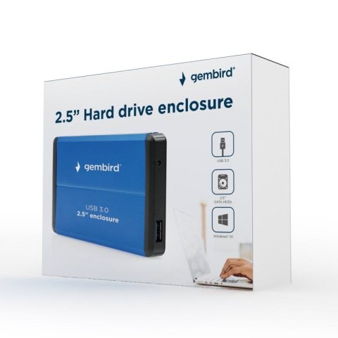 GEMBIRD OBUDOWA HDD/SSD USB 3.0 2.5" SATA, ALUMINIUM, NIEBIESKA Gembird